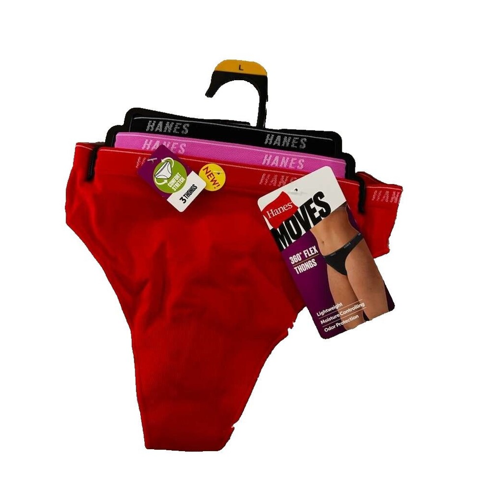 New Hanes Moves Women’s 360° Flex Thong Underwear, 3-Pack large